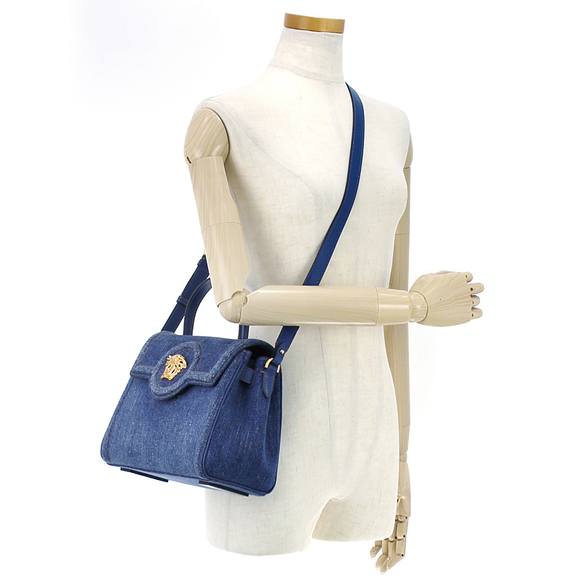 Versace Bag 2way Shoulder Bag La Medusa Denim Crossbody - Picture 2 of 7